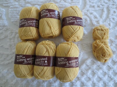 6+ - 3.5 oz. Skeins BUCILLA DELUXE 4-Ply 100% Virgin Wool #356 GOLD YARN