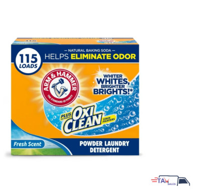 ARM & HAMMER Plus OxiClean Powder Laundry Detergent, Fresh Scent, 115 Loads