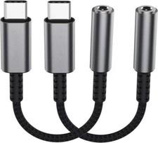 2x Adaptador USB C a conector para auriculares de 3,5 mm Cable dongle tipo C