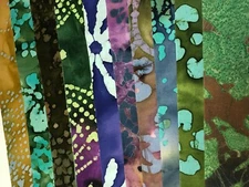 10 1.5" Quilting Fabric Strips Honey Bun Pre Cut Quilting Majestic Batiks