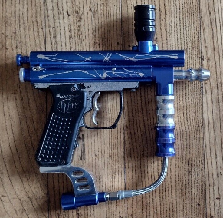 Spyder E99 Blue Electronic Paintball Gun Extra Burst Auto E Marker