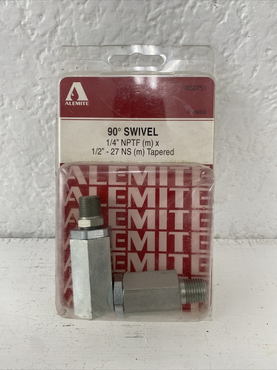 ALEMITE B52751 90 Degree Swivel 1/4” NPTF x 1/2” 27 NS Tapered | eBay