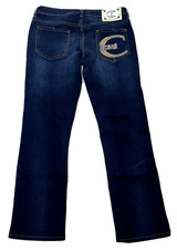 Just Cavalli Women's Embellished Crop Dark Wash Blue Jeans Sz 28 Made in Italy