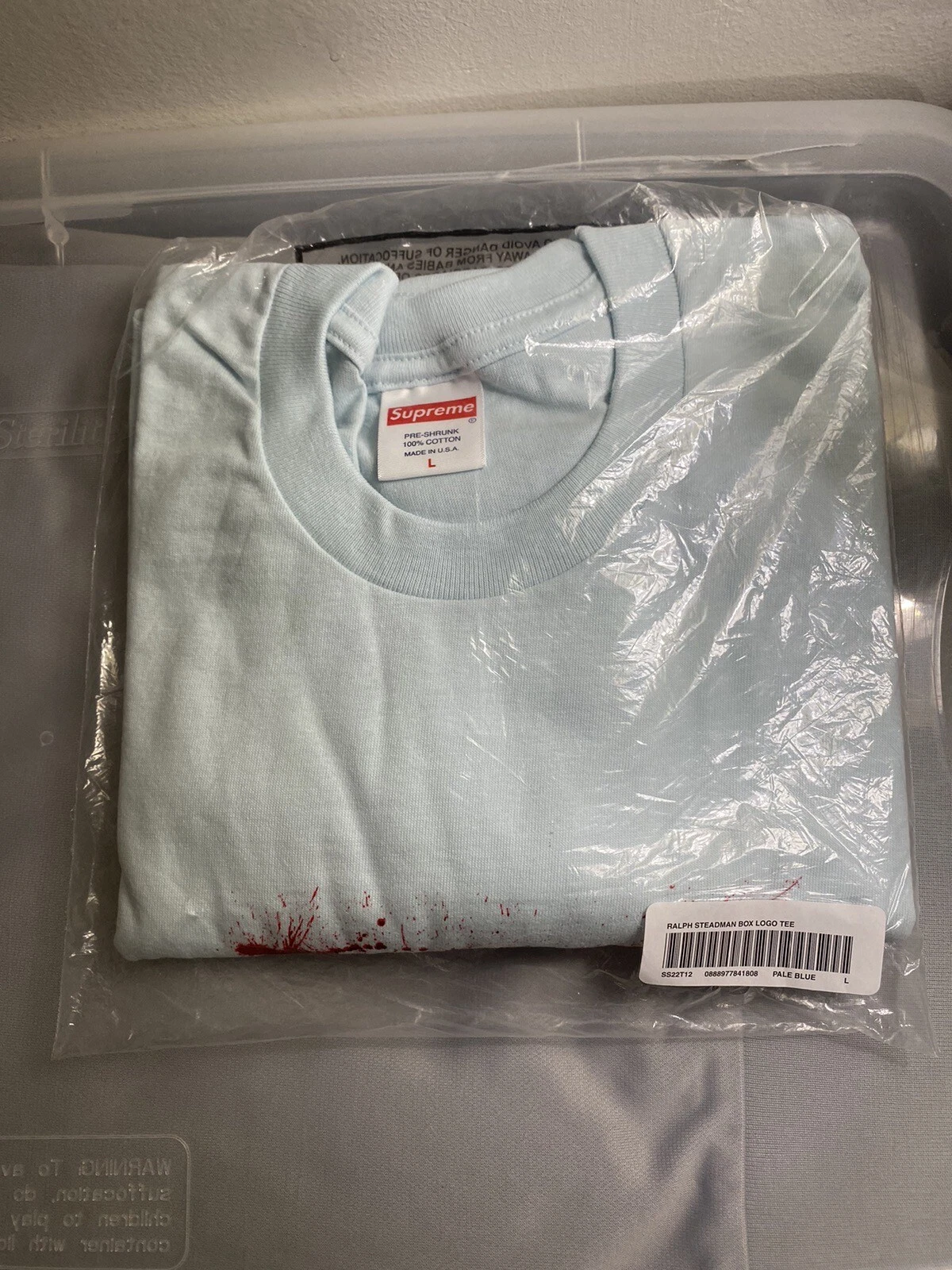 T shirt logo Supreme Ralph Stedman boîte grand bleu pâle TOUT NEUF