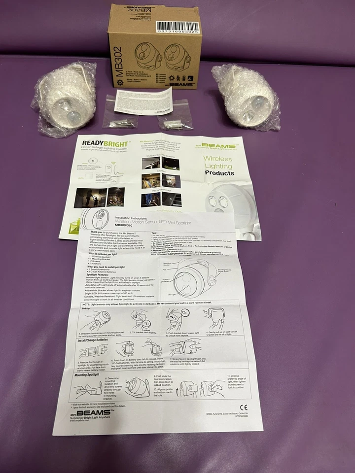 Mr Beams Wireless Motion Sensor LED Spot Light Easy Install No-Wire White (2pck) - Image 4 of 4