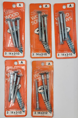 Midwest Fastener #14 X 3'' Wood Screws Flat Head Phillips Silver 3 Pk Lot of 5
