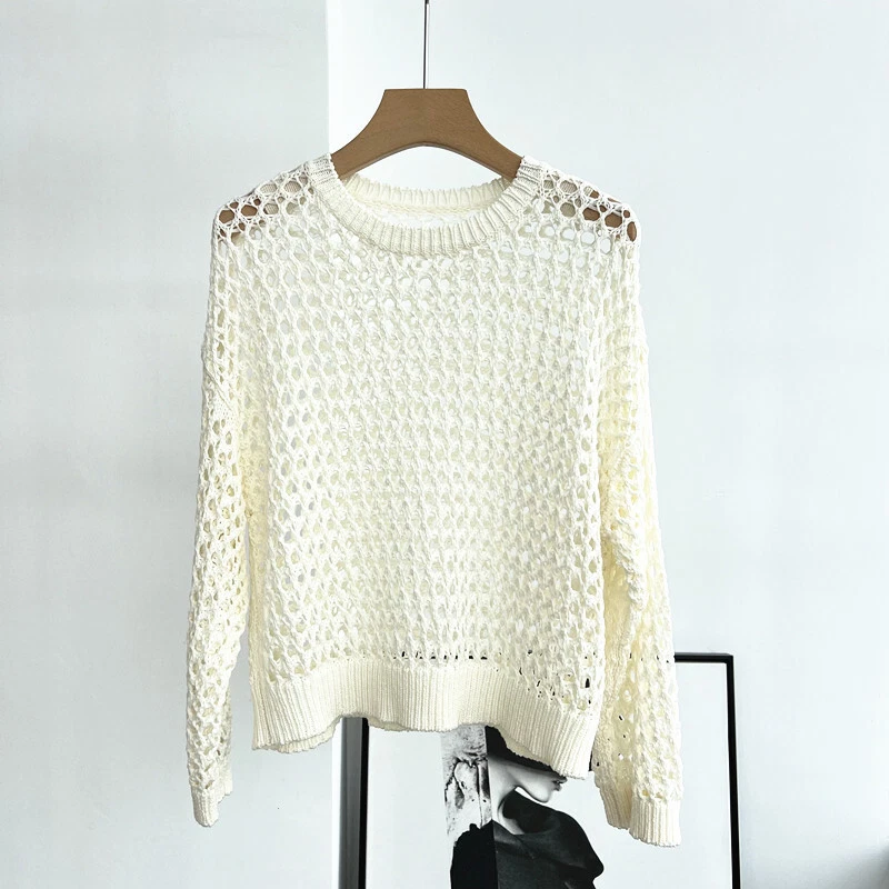 Suéter para mujer Brunello Cucinelli cuello redondo manga larga holgado hueco Foto 4 de 4