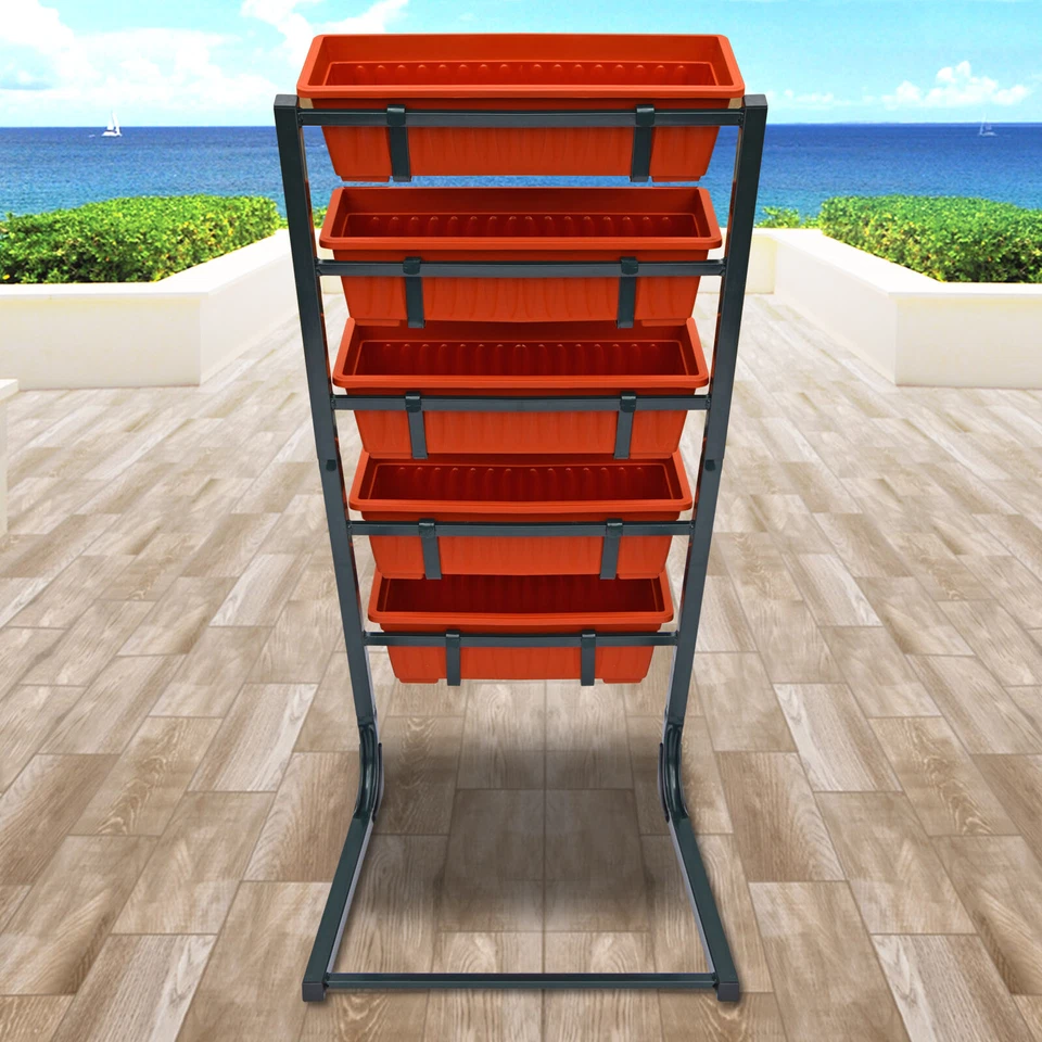 Cama de jardín elevada vertical de 5 niveles hierba vegetal maceta caja contenedor elevada Foto 4 de 4