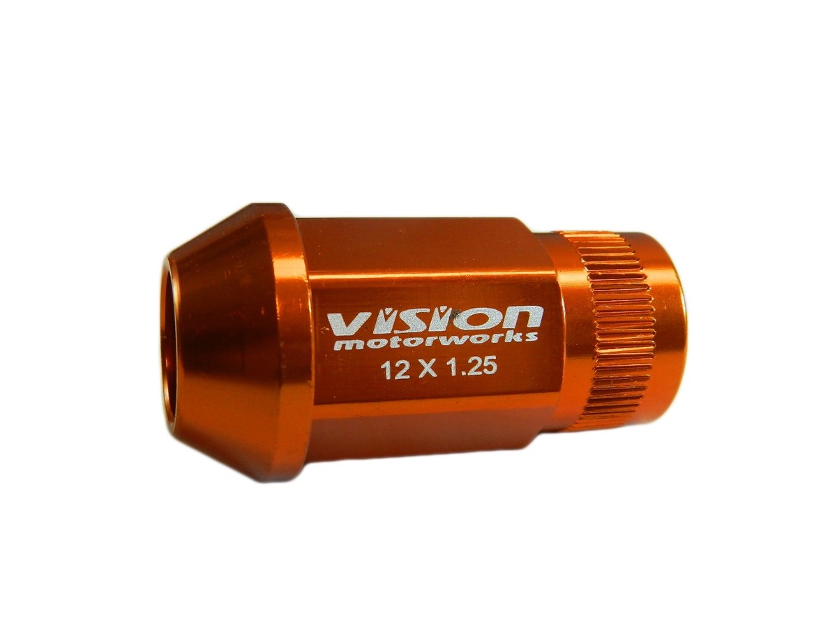 VISION 16PC 48MM PREMIUM EXTENDED WHEEL LUG NUTS 12X1.25 ORANGE