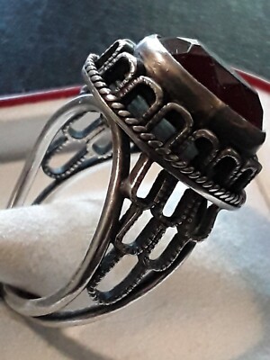 Superbe Bague Vintage Argent 875 – Véritable Rubis Rouge, Lot De Bijoux De Mode
