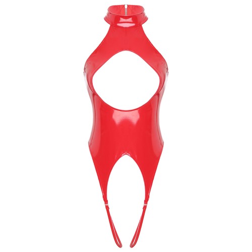 Damen Sexy Glänzend PVC Leder Dessous Bodysuits Teddy Trikot Backless Clubwear - Picture 40 of 65