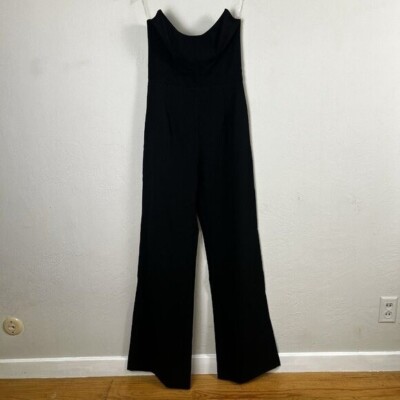 Nookie Jumpsuit Diamond Strapless Wide Leg Boned Black Size Medium $309