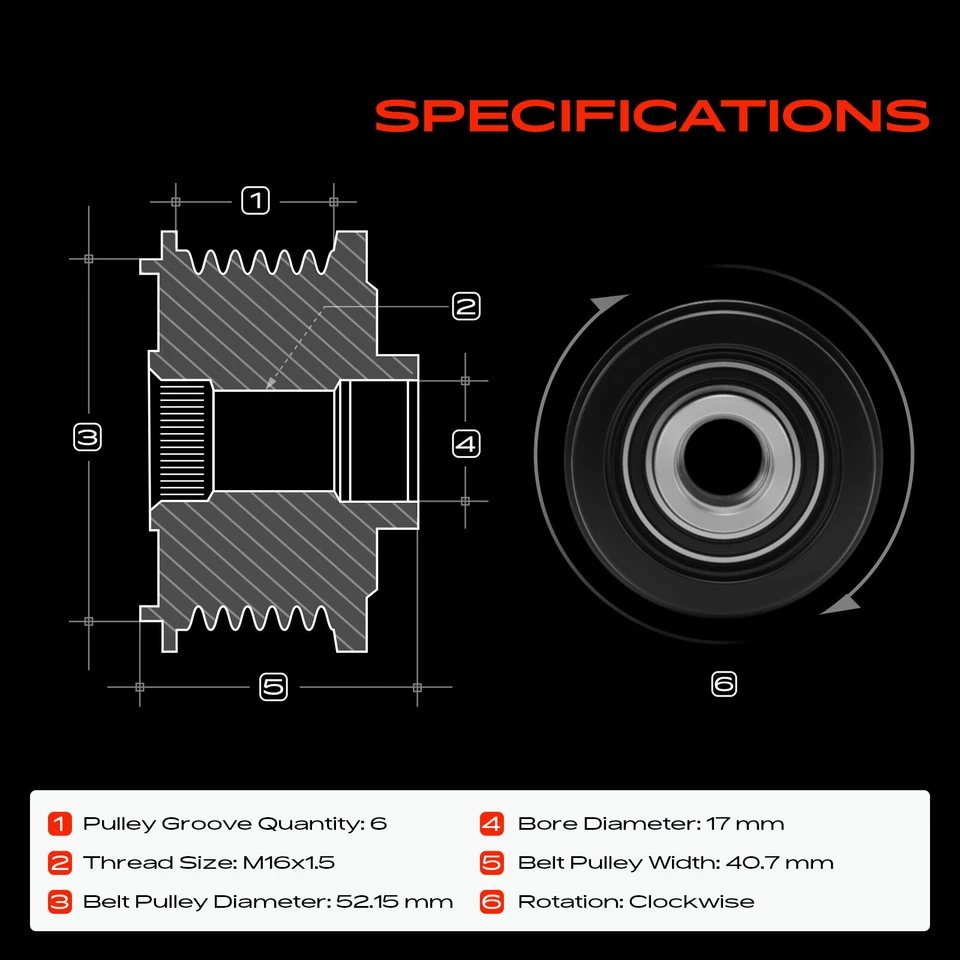 Embrague rueda libre alternador para INFINITI Q50 Q60 Mercedes-Benz C300 C350e E300 Foto 2 de 4