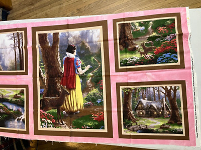25-03-152-Disney Snow White Discovers Cottage Pillow Panel Quilt Cotton fabric