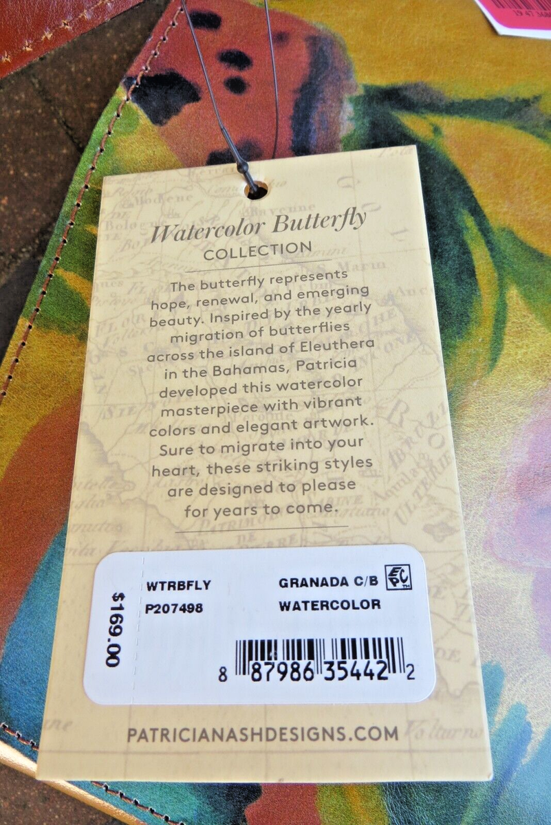 Patricia Nash NWT GRANADA CROSSBODY BAG Watercolor Butterfly MSRP