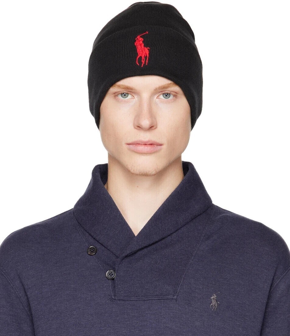 NUOVO Polo Ralph Lauren Nero Big Pony Cappello Berretto