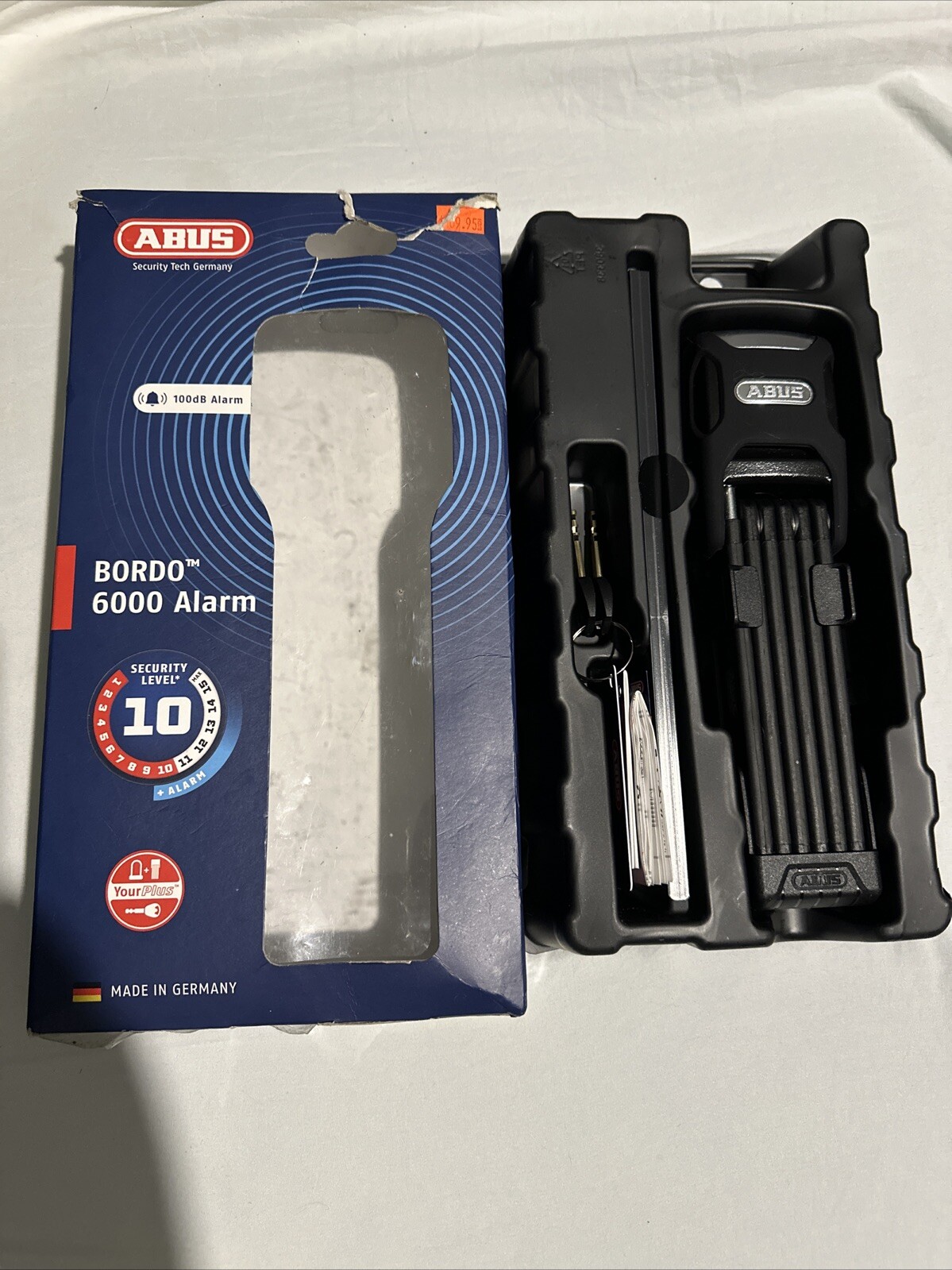 Abus Bordo XPlus Alarm 6000 Folding Lock Key 90cm 3' 5mm Bla