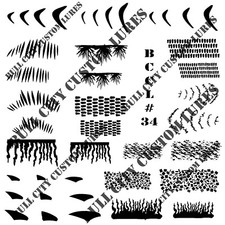 Fishing lure mylar reusable airbrush stencils custom painting scales Stencil 34