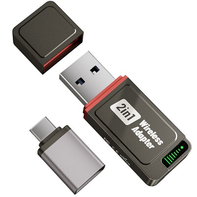 2 in 1 Wireless Apple Carplay Adapter Android Auto Adapter Box USB Car Dongle