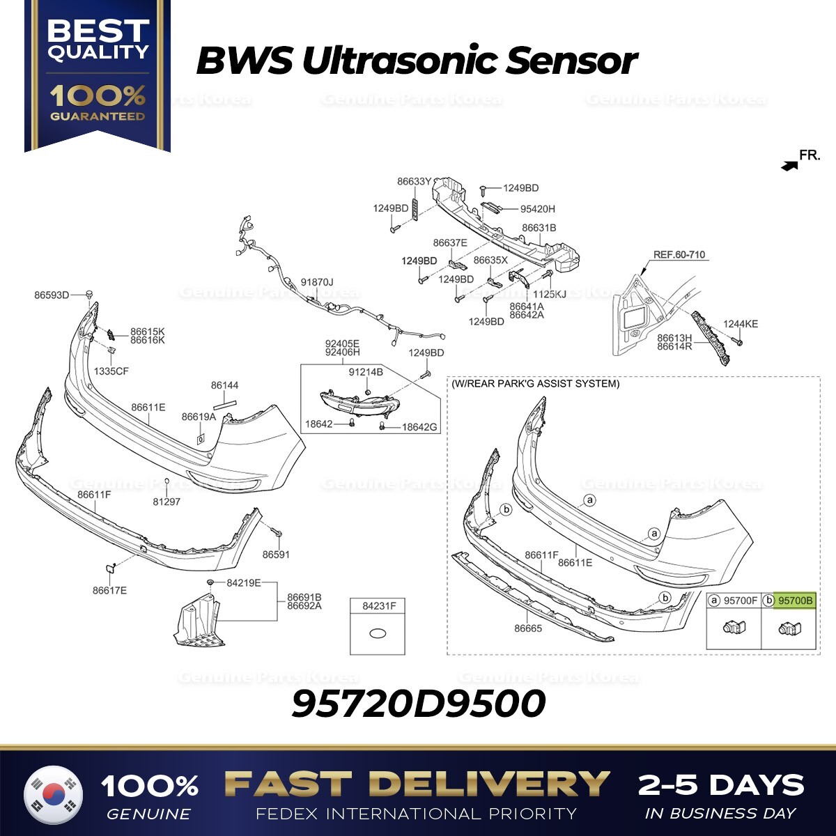 ホッシー GENUINE SENSOR ASSY-ULTRASONIC BWS 957004D510UD / 957004D510