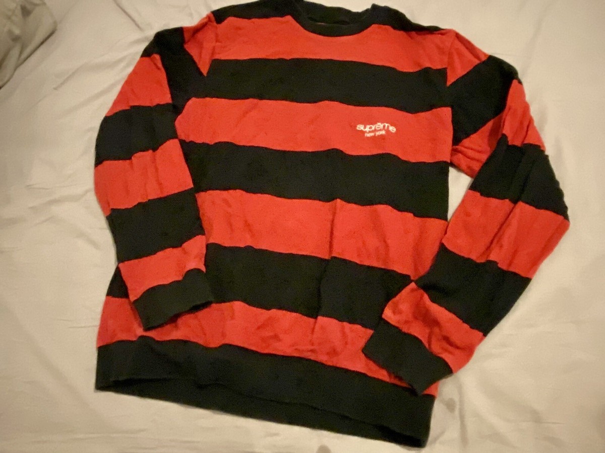 ［未使用］ Supreme striped pique crewneck L Supreme 16SS Striped Pique Crewneck S