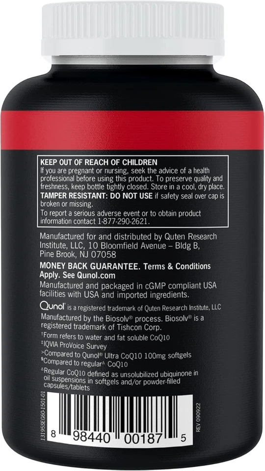 Cápsulas blandas Qunol Coq10 200 mg, Ultra Coq10 - Coenzima de absorción ultra alta Q10 Sup Foto 3 de 4