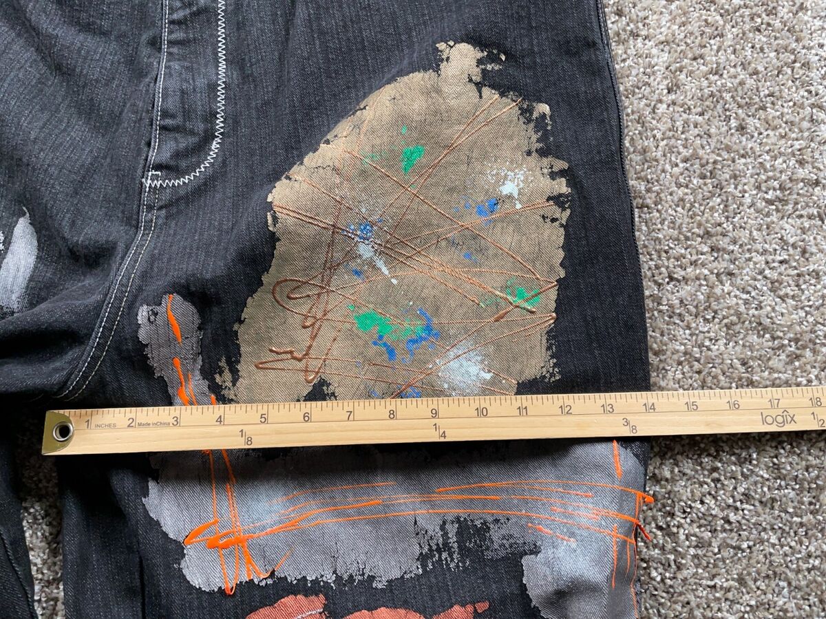 VTG BoomX Hand Painted Baggy Loose Fit Jeans Men's 42 x 32 VTG BoomX Hand Painted Baggy Loose Fit Jeans Men's 42 x 32