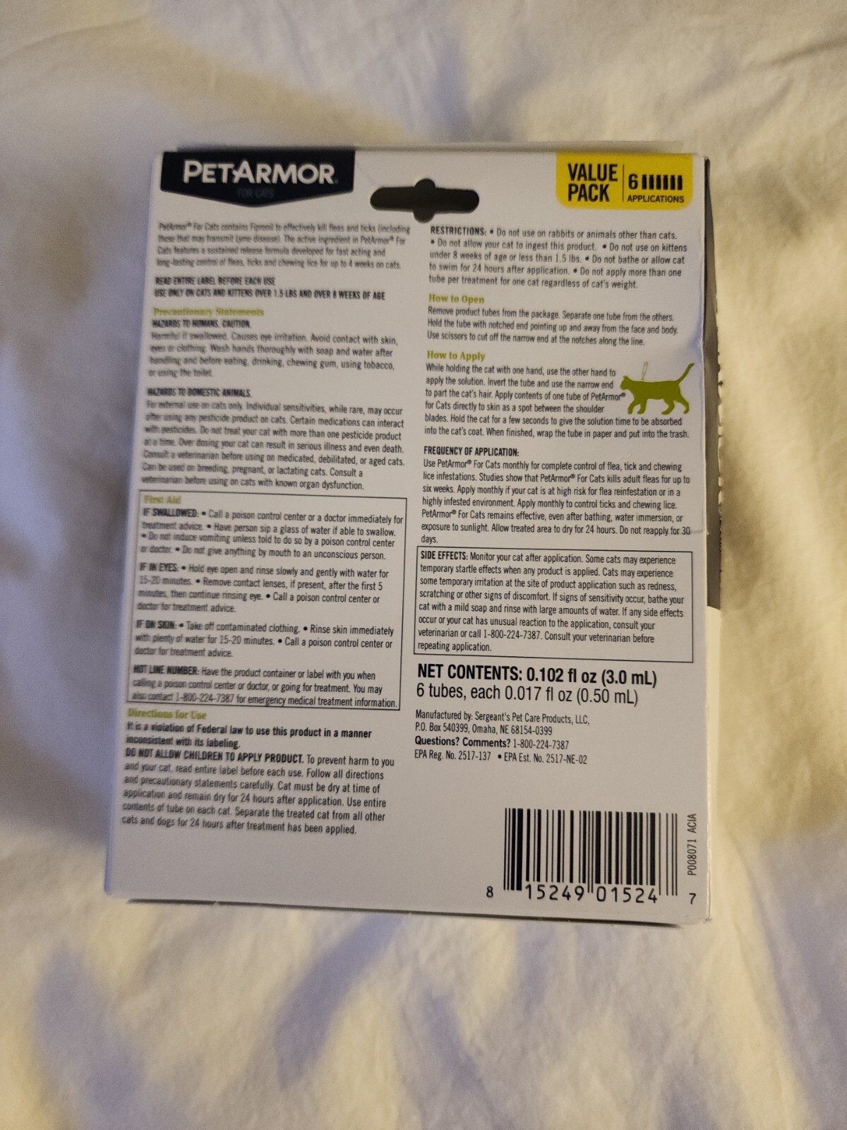 PetArmor Flea and Tick Treatment for Cats Value Pack of 6