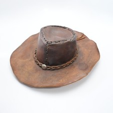 Dark Brown Outback Spaghetti Western Leather Cowboy hat S-XL Brown Outdoors A