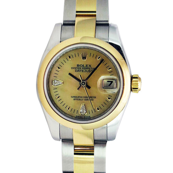 Rolex Lady-Datejust 28 Yellow Gold MOP Diamond Dial 179163 Preowned Watch