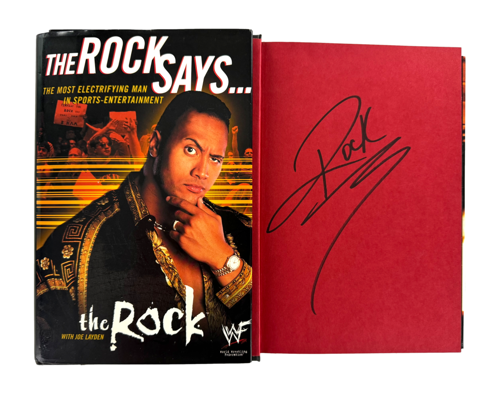 Dwayne Johnson Signed Autograph The Rock Says Book - WWE WWF