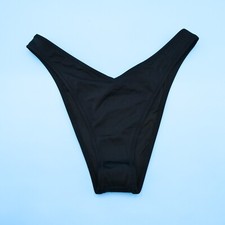 Victorias Secret Medium Black Deep Cut Brazilian Bikini Bottom Hipster Swimwear
