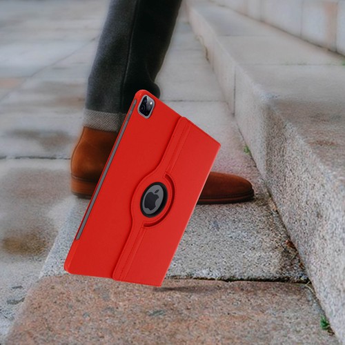 Étui Apple iPad Pro 12.9 2021, 2020 et 2018 Intégrale Support Rotatif 360° Rouge - Photo 4/6