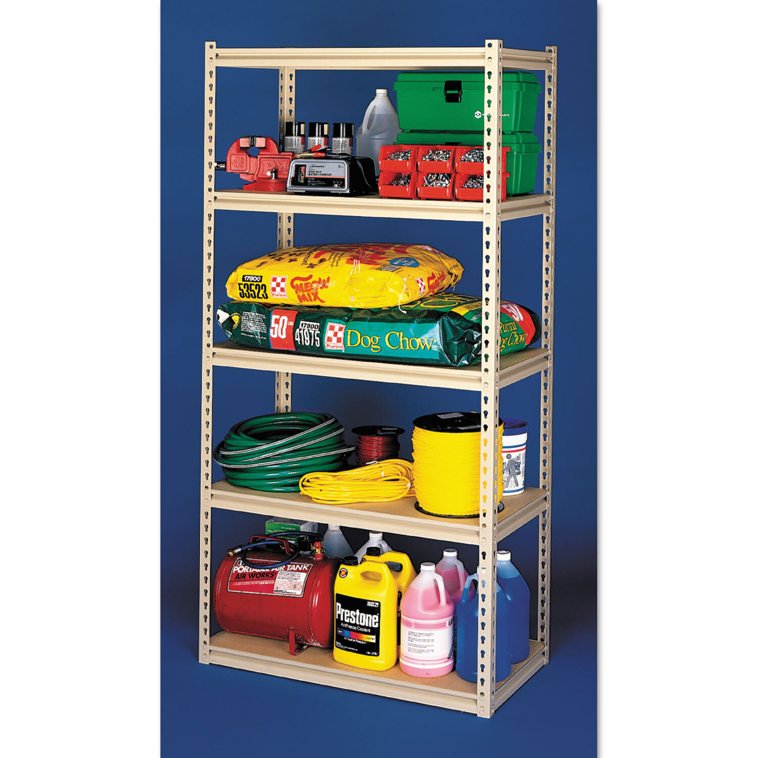 Stur-D-Stor Shelving Five-Shelf 365w x 185d x 72h Sand LSS361872 80090₽