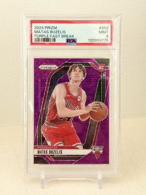 2024-25 Panini Prizm - Matas Buzelis #252 Purple Fast Break Prizm /75 (RC) PSA 9