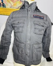 Affliction Black Premium Hooded JAKET Dark Gray w/Patches