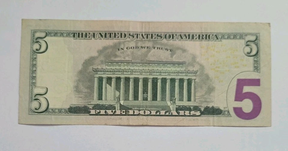 $5.00 Five Dollar Valentines Day Anniversary Birthday Note February 14, 1974 - Image 2 of 4