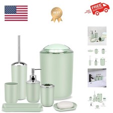 Bathroom Accessories Set,Green Bathroom Set,7 Pieces Bathroom Accessory Set,T...