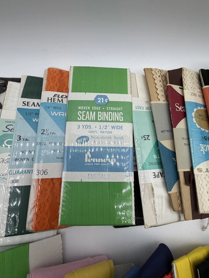 Lote de adornos de costura vintage Wrights Rick Rack cinta sesgada costura encuadernación elástica mixta Foto 3 de 4