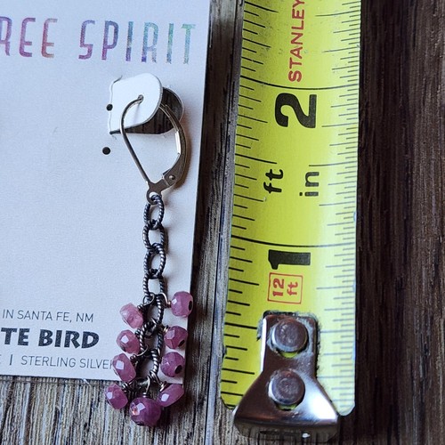 Peyote Bird Free Spirit Sterling Silver Dangle Earrings Pink Beads - Picture 4 of 4