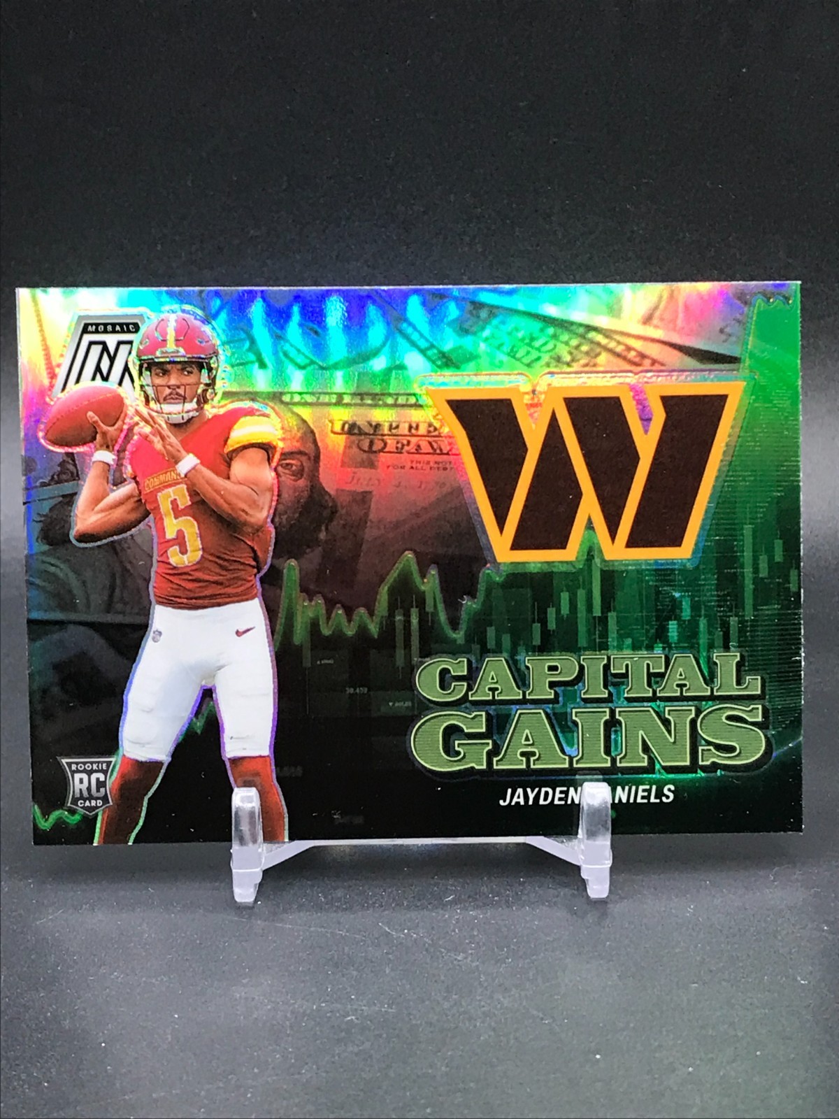 JAYDEN DANIELS 2024 MOSAIC CAPITAL GAINS ROOKIE SILVER PRIZM RC