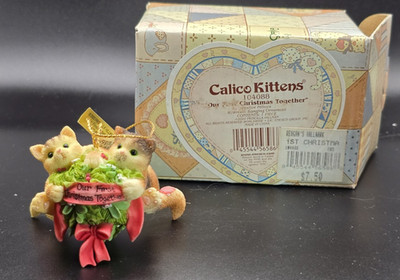 Enesco Calico Kittens Our First Christmas Together Ornament 104088 Box Vtg 2002