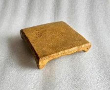 Antique Yellow Square Jaisalmer Sand Stone Old Flower Carved Chapati Maker Base