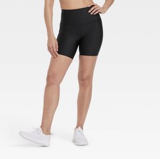 All In Motion Women  s Effortless Support Bike Shorts High Waisted 6  Black Large