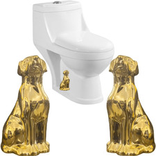 2Packs Toilet Bolt Covers Decorative Gold Dog Tall Toilet Bolt Caps, Ceramic Toi