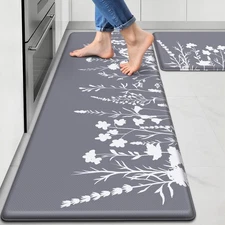 Kitchen Mats for Floor Rugs Sets of 2 Cushioned Anti Fatigue for Non-Slip Decor