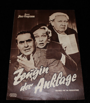 Vintage Kino Unser Haus-Programm Zeugin der Anklage Witness for the Prosecution