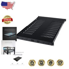 Heavy-Duty 1U Vented Server Rack Shelf - 175lb Capacity - 19.5-38in Adjustabl...