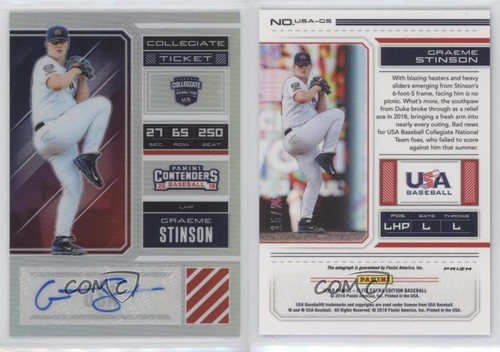 2018 Panini Elite Extra Edition Holo Prizm 15/25 Graeme Stinson #USA-GS Auto hg6 - Afbeelding 3 van 3