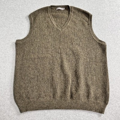 MFH Knits Sweater Vest Mens M Brown 100% Baby Alpaca Wool Peru Minimalist Preppy